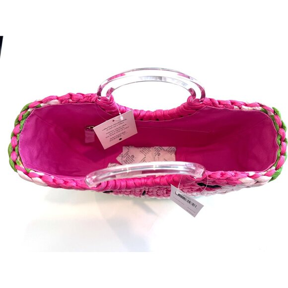 NWT Kate Spade New York Watermelon Small Tote Pink Multi Handwoven - Picture 6 of 7